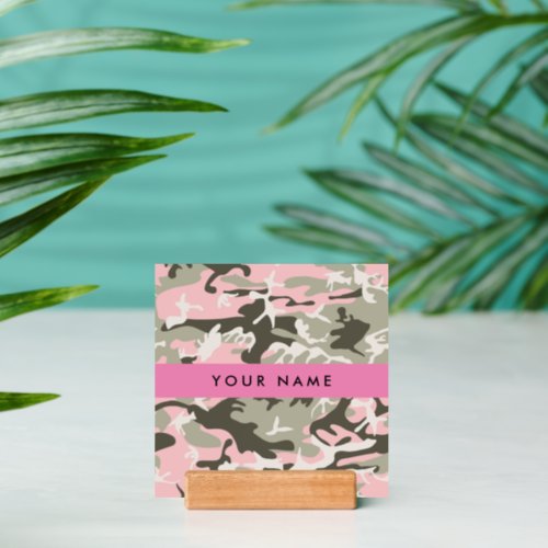 Pink and Green Camouflage Your name Personalize Holder