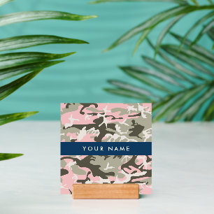 Pink and Green Camouflage Your name Personalize Holder
