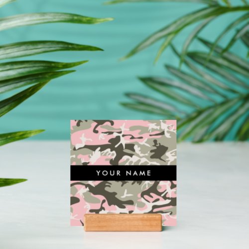 Pink and Green Camouflage Your name Personalize Holder