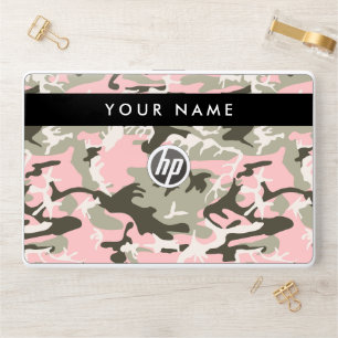 Pink and Green Camouflage Your name Personalize HP Laptop Skin