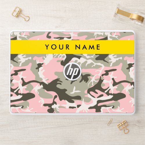 Pink and Green Camouflage Your name Personalize HP Laptop Skin