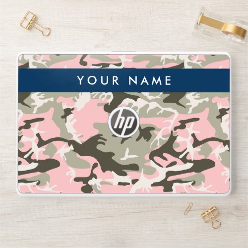 Pink and Green Camouflage Your name Personalize HP Laptop Skin