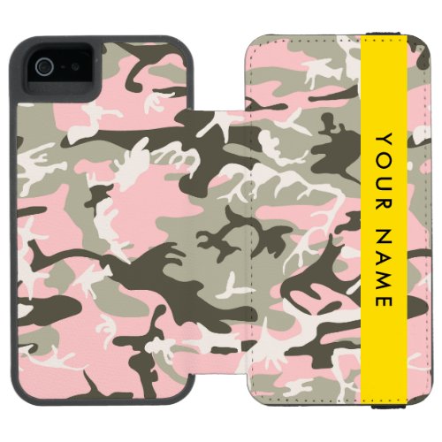 Pink and Green Camouflage Your name Personalize iPhone SE55s Wallet Case