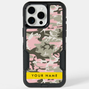 Pink and Green Camouflage Your name Personalize iPhone 15 Pro Max Case