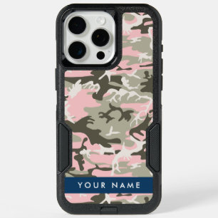 Pink and Green Camouflage Your name Personalize iPhone 15 Pro Max Case