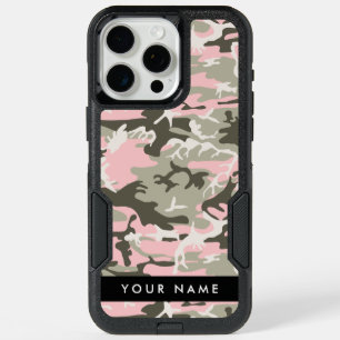 Pink and Green Camouflage Your name Personalize iPhone 15 Pro Max Case