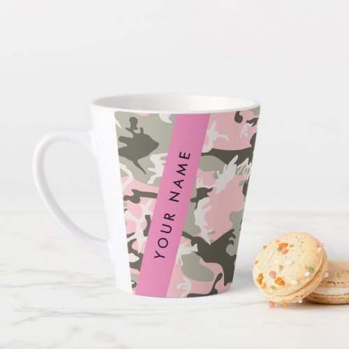 Pink and Green Camouflage Your name Personalize Latte Mug