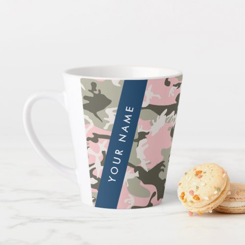 Pink and Green Camouflage Your name Personalize Latte Mug