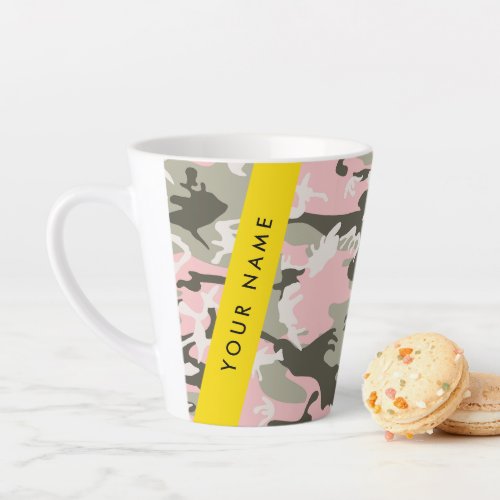 Pink and Green Camouflage Your name Personalize Latte Mug