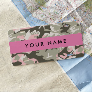 Pink and Green Camouflage Your name Personalize License Plate