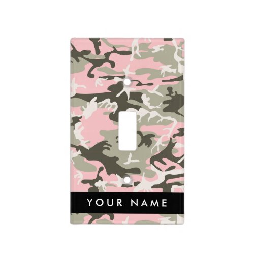 Pink and Green Camouflage Your name Personalize Light Switch Cover