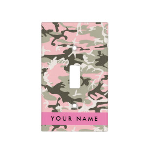 Pink and Green Camouflage Your name Personalize Light Switch Cover