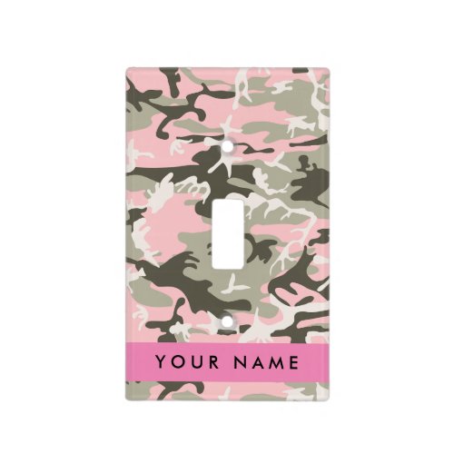 Pink and Green Camouflage Your name Personalize Light Switch Cover