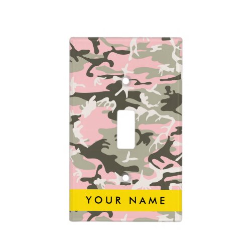 Pink and Green Camouflage Your name Personalize Light Switch Cover