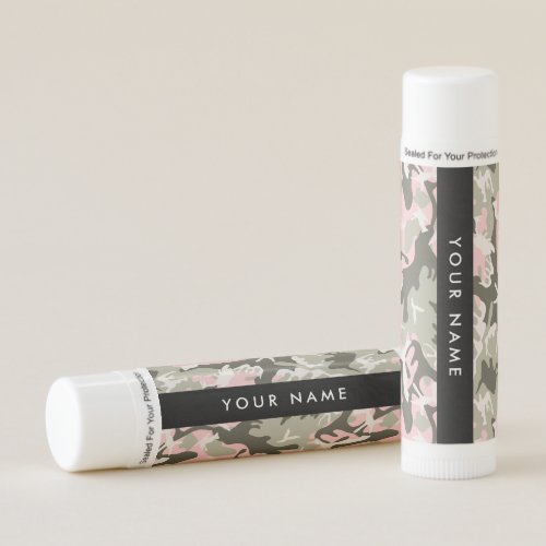 Pink and Green Camouflage Your name Personalize Lip Balm