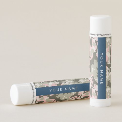 Pink and Green Camouflage Your name Personalize Lip Balm