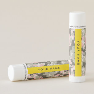 Pink and Green Camouflage Your name Personalize Lip Balm