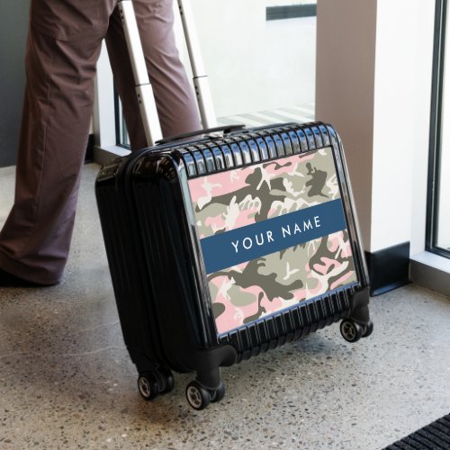 Pink and Green Camouflage Your name Personalize Luggage