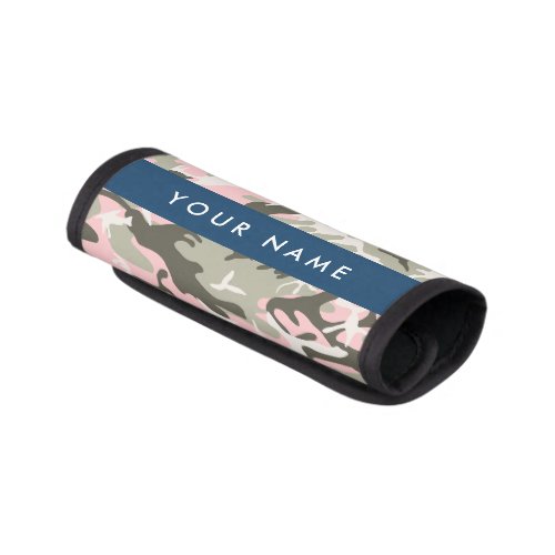 Pink and Green Camouflage Your name Personalize Luggage Handle Wrap