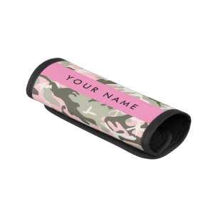 Pink and Green Camouflage Your name Personalize Luggage Handle Wrap