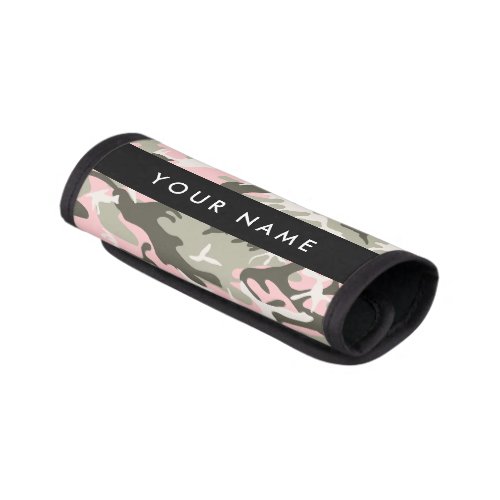 Pink and Green Camouflage Your name Personalize Luggage Handle Wrap