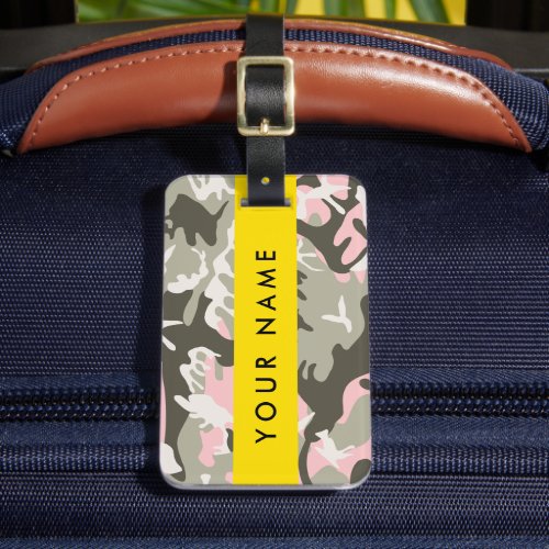 Pink and Green Camouflage Your name Personalize Luggage Tag