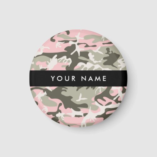 Pink and Green Camouflage Your name Personalize Magnet