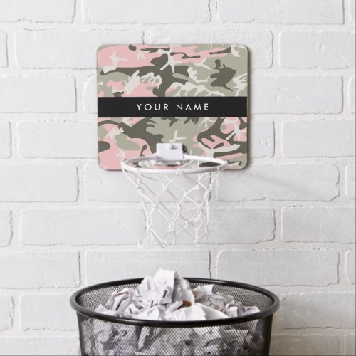 Pink and Green Camouflage Your name Personalize Mini Basketball Hoop