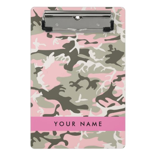 Pink and Green Camouflage Your name Personalize Mini Clipboard
