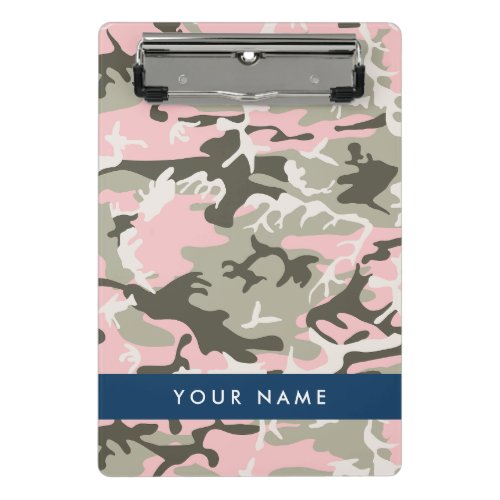 Pink and Green Camouflage Your name Personalize Mini Clipboard