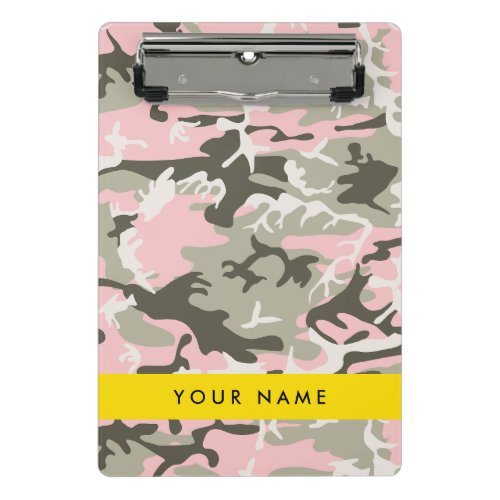 Pink and Green Camouflage Your name Personalize Mini Clipboard