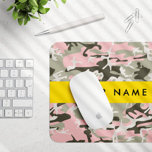 Pink and Green Camouflage Your name Personalize Mouse Pad
