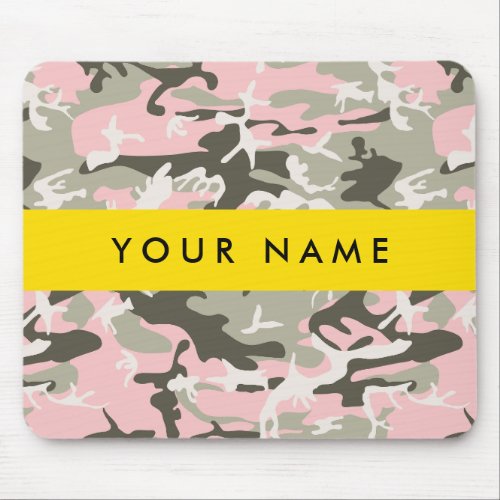 Pink and Green Camouflage Your name Personalize Mouse Pad