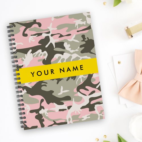 Pink and Green Camouflage Your name Personalize Notebook