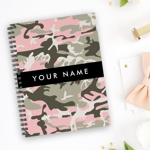 Pink and Green Camouflage Your name Personalize Notebook