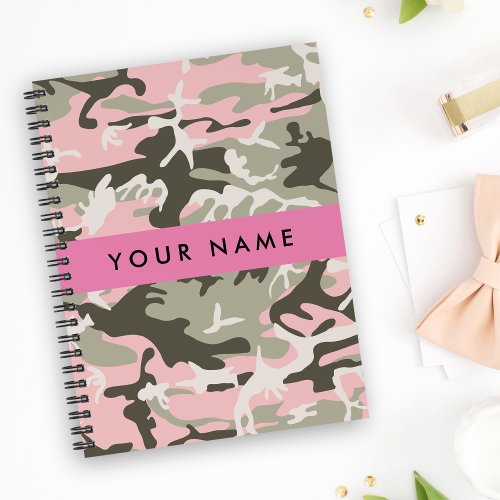 Pink and Green Camouflage Your name Personalize Notebook