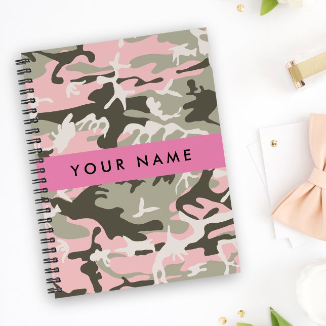 Pink and Green Camouflage Your name Personalize Notebook (Creator Uploaded)