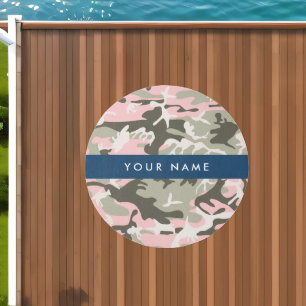 Pink and Green Camouflage Your name Personalize Outdoor Rug