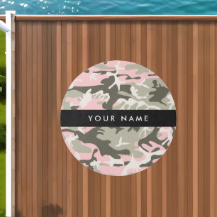 Pink and Green Camouflage Your name Personalize Outdoor Rug
