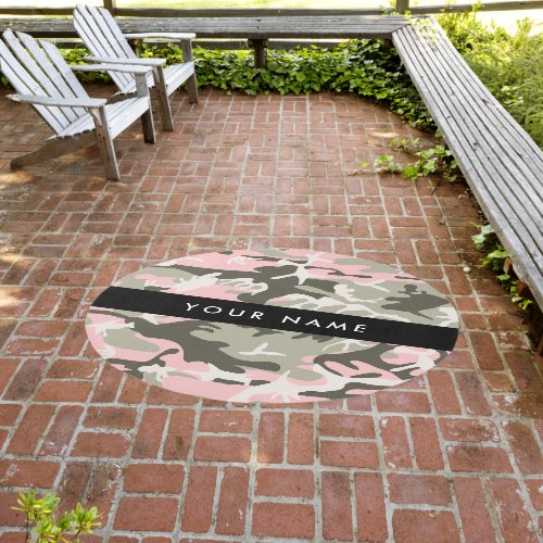 Pink and Green Camouflage Your name Personalize Outdoor Rug