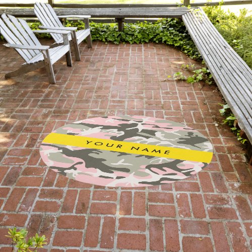 Pink and Green Camouflage Your name Personalize Outdoor Rug