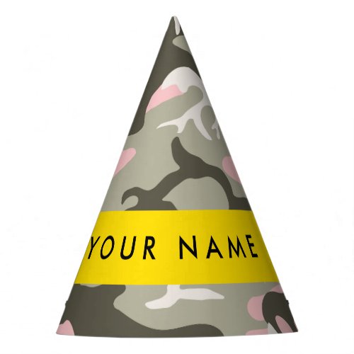 Pink and Green Camouflage Your name Personalize Party Hat