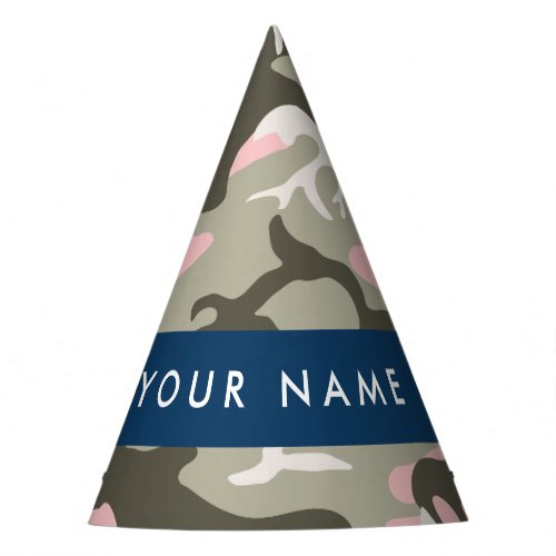 Pink and Green Camouflage Your name Personalize Party Hat