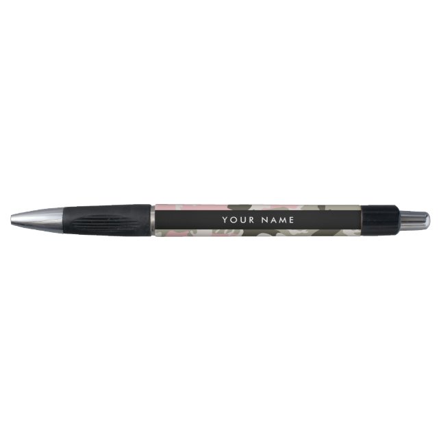 Pink and Green Camouflage Your name Personalize Pen (Front)