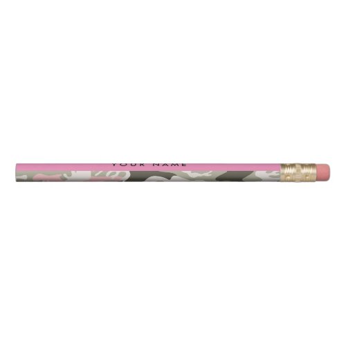 Pink and Green Camouflage Your name Personalize Pencil