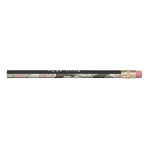 Pink and Green Camouflage Your name Personalize Pencil