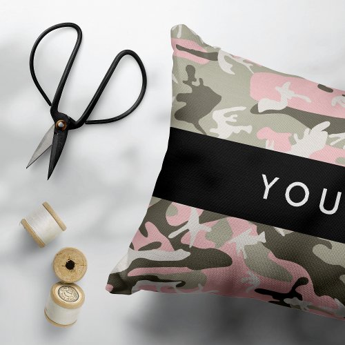 Pink and Green Camouflage Your name Personalize Pet Bed