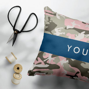 Pink and Green Camouflage Your name Personalize Pet Bed