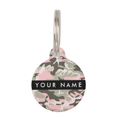 Pink and Green Camouflage Your name Personalize Pet ID Tag