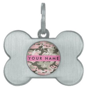 Pink and Green Camouflage Your name Personalize Pet ID Tag